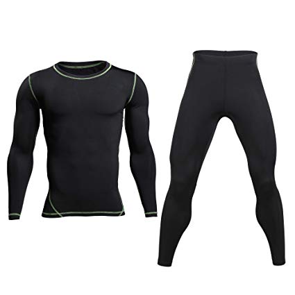 Men Thermal Underwear Set - Winter Skiing Top and Bottom Set Thermal Long Johns