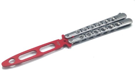 Icetek Sports Practice Balisong Butterfly Knife Trainer with Red Blade