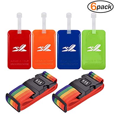 Luggage Tags Travel ID Tag with Address Card Luggage Straps Suitcase Belts for Travel