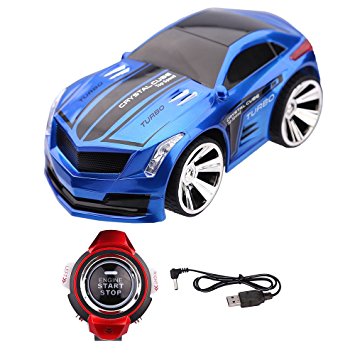 Simlife Rechargeable Voice Control Car,Command by Smart Watch,Creative Voice-activated Remote Control RC Car(Blue)