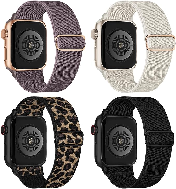Stretchy Nylon Solo Loop Compatible with Apple Watch Band 38mm 40mm 41mm 42mm 44mm 45mm 49mm, Adjustable Braided Sport Elastic Wristbands Women Men Straps for iWatch Series Ultra/8/7/6/5/4/3/2/1/SE