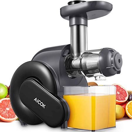 Juicer Machine, Aicok Slow Masticating Juicer with Quiet Motor, Safe Lock, Reserve Function, Easy to Clean, with Recipes for Multiple High Nutrient Juice