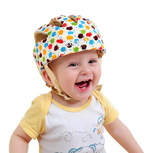 Ibepro® Infant Baby Toddler Safety Helmet Kids Head Protection Hat for Walking Crawling baby Children Infant Adjustable Safety Helmet Head guard Protective Harnesses Cap (Flower)