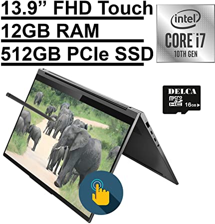 2020 Latest Lenovo Yoga C940 2-in-1 Laptop | 14" FHD Touchscreen | 10th Gen Intel Core i7-1065G7 12GB RAM 512GB PCIe SSD | Backlit KB Fingerprint Thunderbolt 3 Win 10 | Delca 16GB SD Card & Active Pen