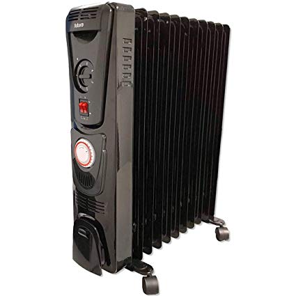 Futura Deluxe Large Oil Filled Radiator 2500W 3 Power Settings 24HR Timer Adjustable Thermostat, 11 Fin Electric Oil Heater, Oil Radiator Thermal Safety Overheat Protection Tip Over Cut off Extra Safety (Black)