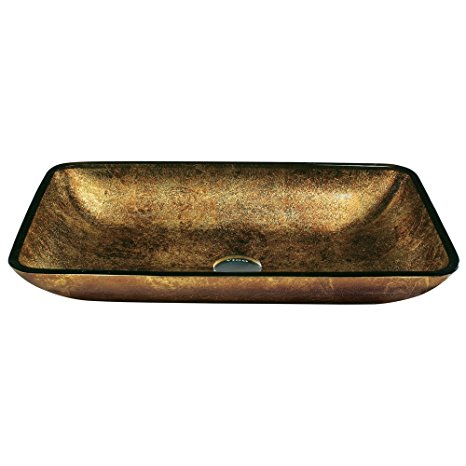 VIGO Rectangular Copper Glass Vessel Bathroom Sink