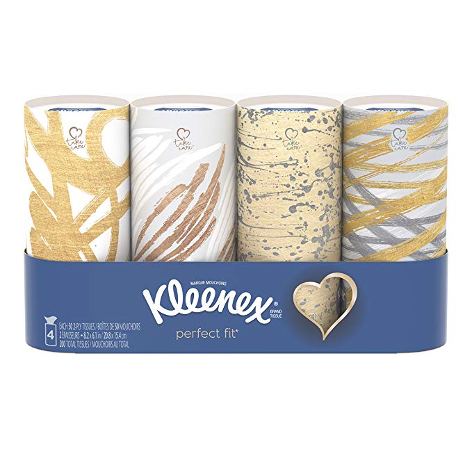 Kleenex Perfect Fit Facial Tissues, 50 Tissues per Canister, 4 Packs