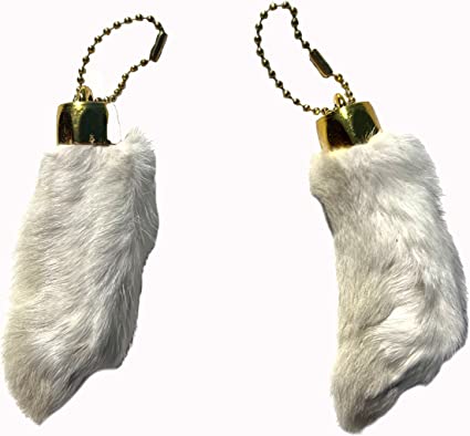 2 Pieces of the Real Natural Color Novelty Rabbit Foot Key Chains