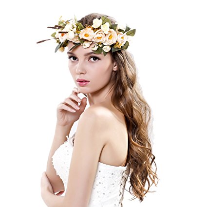 Ever Fairy Women Handmade Rose Flower Wreath Crown Wedding Festivals Garland Crown