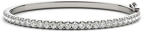 14K White Gold Diamond Bangle Bracelet Premium Collection