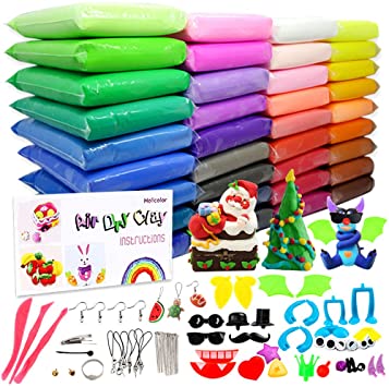 HOLICOLOR 36 Bright Colors Air Dry Clay Magic Modeling Clay Ultra Light Clay with Accessories, Tools and Instructions for Kids DIY Crafts