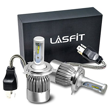 LASFIT 72W H4/9003/HB2 Hi/Lo Beam LED Headlight Kit Bulbs 7600LM 6000K - Philips LED Chip/Internal Driver Ballast - 2 Yr Warranty