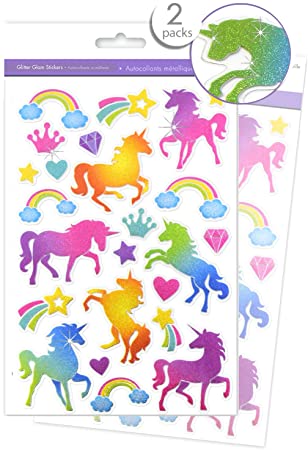 Unicorn Stickers Shiny Stickers for Kids Glitter Stickers for Kids Cool Stickers Puffy Stickers Girl Stickers Unicorn Scrapbook Stickers Unicorn Craft Stickers Embellishments 3D Dimensional- 2 Packs