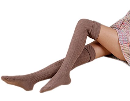AnVei-Nao Womens Girls Winter Over Knee Leg Warmer Knit Crochet Socks Leggings