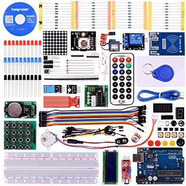 Longruner Upgrade RFID Master Starter Kit for Arduino with Tutorials, UNO R3, RC522, LCD1602, Breadboard and Sensors Modules Motor Servo Jumper Wire LK6 (Arduino kit)