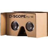 Google Cardboard V2 by D-scope Pro TM 3D Virtual Reality Compatible with Android and Apple Up to 6 Inch Easy Setup Machine Cut Quality Construction 37mm Lenses HD Visual Experience Includes QR Codes