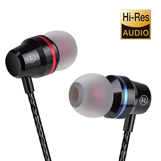 Earbuds Ear Buds in Ear Headphones Wired Earphones with Microphone Mic Stereo and Volume Control Waterproof Wired Earphone for iPhone Samsung Android Mp3 Players Tablet Laptop 3.5mm Audio