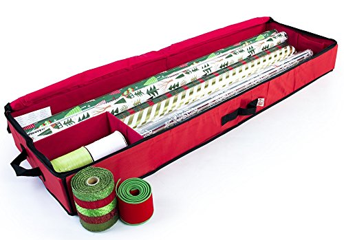 Christmas Storage Organizer - Wrapping Paper Storage and Under-bed Storage Container for Holiday Storage of Gift Bags, Wrapping Paper, Ribbon, and Bows