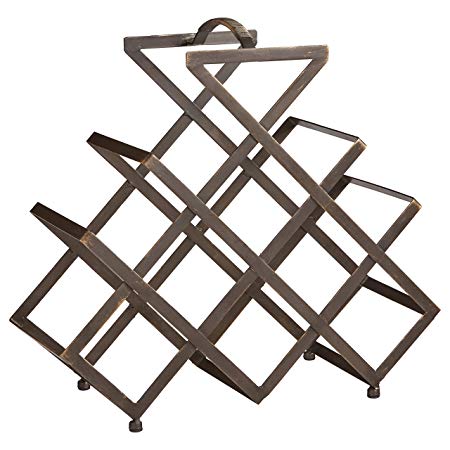 Rivet Modern Geometric Iron Wine Rack, 17.5" H, Black