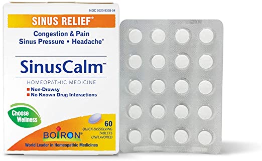 Boiron Sinuscalm Sinus Relief Medicine, Tablets for Runny Nose, Congestion, Sinus Pressure, Headache, 60 Tablets, Non-Drowsy, 60 Count