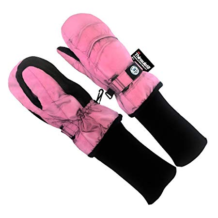 Chakka Snowblokka TM Kid's Snow Mittens Waterproof Nylon and Made with 3m Thinsulate and Extra Long Sleeve Foldable Cover Up