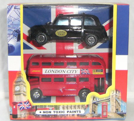 London City Bus and London Taxi toy vehicles