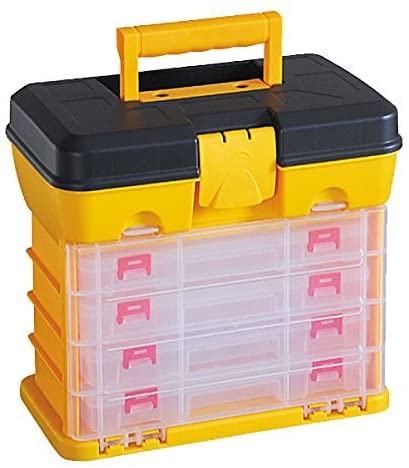 4 Stage Plastic Toolbox Organiser 52 Compartment Trays Adjustable Slots Storage by Marko Tools