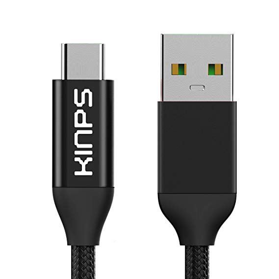 Kinps USB C Cable, Nylon Braided 6FT 5A USB Type C Fast Charging Cable for HuaWei mate 20 Pro/ P20 Pro,Samsung GalaxyS9/S8  Note 9 Note 8,Sony Xperia XZ,Google Pixel2/XL,HTC,OnePlus 5T/6 and more