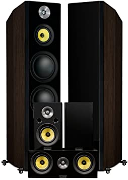 Fluance Signature Series Hi-Fi 5.0 Surround Sound Home Theater Speaker System Including Three-Way Floorstanding Towers, Center & Rear Speakers (HFHTBW)