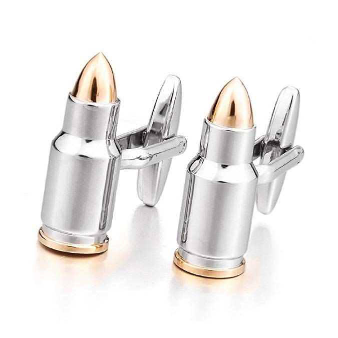 Covink® Men's Wedding Metal Plated Classic Cuff Links Unique Bullets Shaped Offical French Shirt Cufflinks One Pair with Gift Box