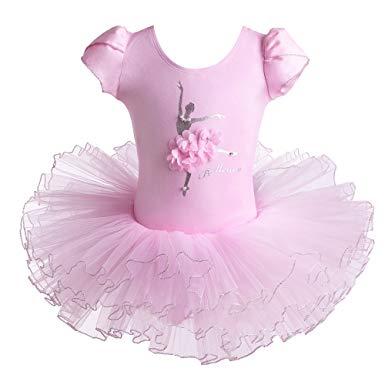 BAOHULU Leotard for Girls Ballet Dance Short Sleeve Full TulleTutu Skirted Dress Ballerina Costumes