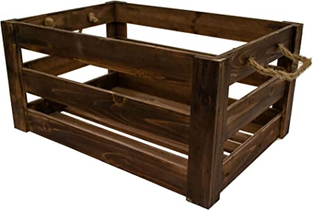 east2eden Brown Vintage Farm Shop Style Wooden Slatted Apple Crate Display in Choice of Sizes & Deals (Large)