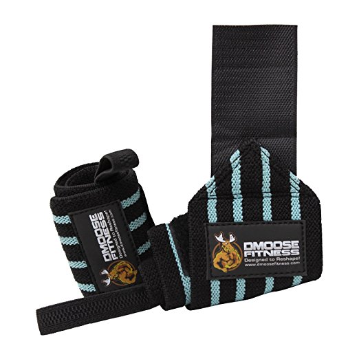 DMoose Fitness Wrist Wraps – Premium Quality, Strong Velcro, Thumb Loops – Maximize Your Weightlifting, Powerlifting, Bodybuilding, Strength Training & CrossFit