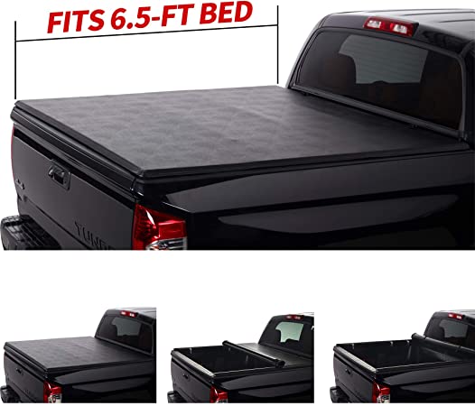 North Mountain Soft Roll Up Tonneau Cover, Compatible with 04-14 Ford 06-08 Lincoln Mark LT Pickup 6.5ft Styleside Bed, Clamp On No Drill Top Mount Assembly w/Rails Mounting Hardware