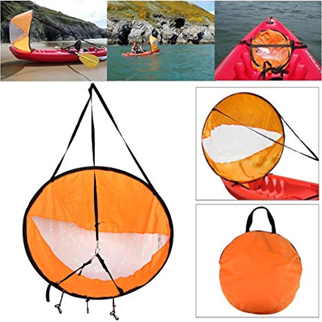 Dyna-Living 42" Durable Downwind Wind Sail Sup Paddle Board Instant Popup for Kayak Boat Sailboat Canoe Foldable Style Orange