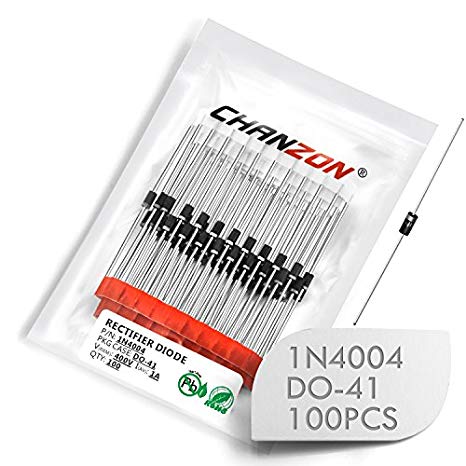 (Pack of 100 Pieces) Chanzon 1N4004 Rectifier Diode 1A 400V DO-41 (DO-204AL) Axial 4004 IN4004 1 Amp 400 Volt Electronic Silicon Diodes