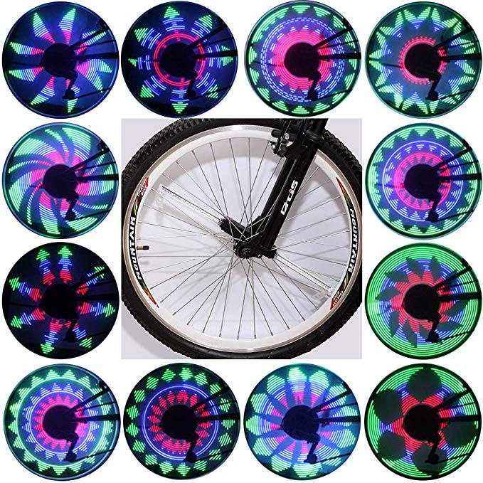 QANGEL LED Bike Wheel Light Spoke Mountain Bicycle Tyre Lights Cycling Bike Tire Light Bicycle Wheel Light Waterproof Double-Sided Full Screen Display for Bicycle Decoration