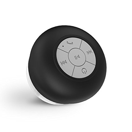 JEMMA Waterproof Bluetooth Speaker Wireless Shower Portable Hand-Free Call with Mic (Black)