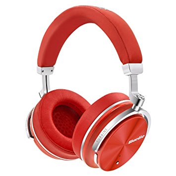 Bluedio T4S (Turbine) Active Noise Cancelling Over-ear Swiveling Wireless Bluetooth Headphones with Mic (Red)