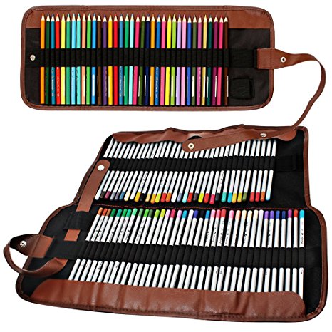 Colored Pencils Organizer,SENHAI 48 Slot  72 Slot Canvas Pencil Bag/Wrap Rollable Pouch for School, Office, Travel