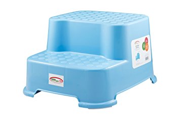StepSafe® Step Stool 2 Step -For kids and Adults • Non Slip Surface and Feet • For Potty, Bathroom and Kitchen • High Quality Safe Materials • 200 LB Capacity, 8"H (Light Blue)