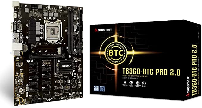 Biostar TB360-BTC PRO 2.0 Core i7/i5/i3 (Intel 8th and 9th Gen) LGA1151 Intel B360 DDR4 12 GPU Mining Motherboard Upgraded Model