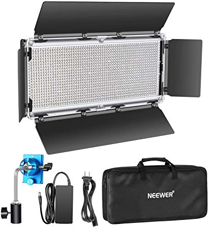 Neewer Dimmable LED Video Light Photography LED Lighting 1320 LEDs 3200-5600K, Metal Frame with Barndoor, DC Adapter/Battery Power for Studio Portrait Product Video Shooting (Battery Not Include)