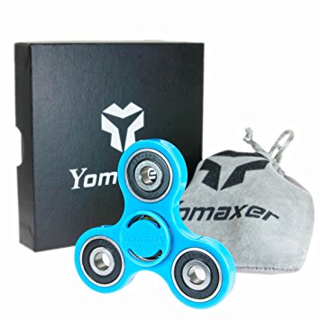 Yomaxer Fidget Spinner Tri-Hand Spinner 608 Hybrid Ceramic Bearing Nylon All Solid Round Edge EDC Toy Good for ADHD ADD(Blue)