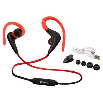 Onite Wireless Headset Bluetooth 4.1 Sports Headphone Wireless for Apple Iphone 6/5s/5c/5, Iphone 4s/4, Samsung Galaxy S5/s4/s3, Lg, Pc Laptop, and Other Bluetooth Device (Black-Red)