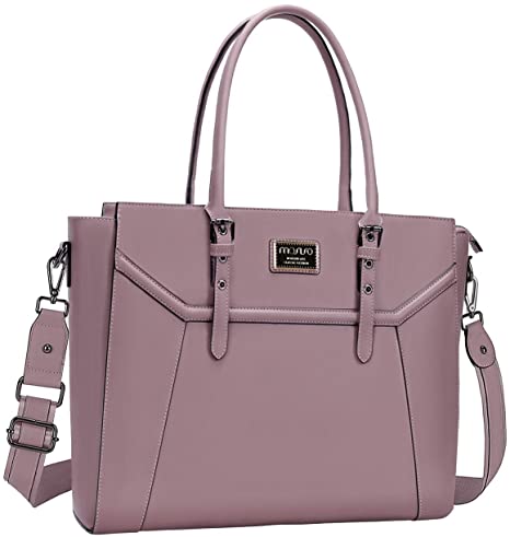 MOSISO Laptop Tote Bag (Compatible with 15.6-17 Inch MacBook&Notebook), Premium PU Leather Business Work Travel Shoulder Handbag with Thick Shockproof Compartment&Adjustable Top Handle, Purple