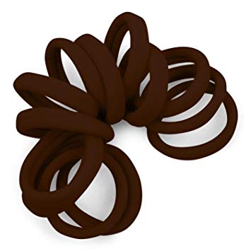 Soft and Stretchy Gentle Hold Seamless 1.5 Inch Elastic Nylon Fabric No-Metal Ponytail Holders - 12 Hair Ties (Medium Brown)