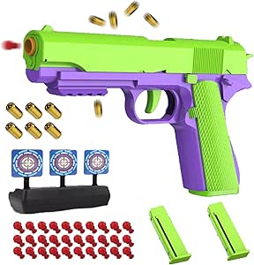 Soft Bullet Toy Gun - 1911 3D Small Pistol Toys Guns, Shell ejecting Soft Bullet Blaster with 60 Bullets - Ideal Kids' Gift