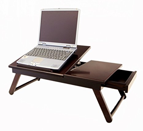 Frenchi Home Furnishing Wooden Lap Desk Flip Top with Drawer and Foldable Legs
