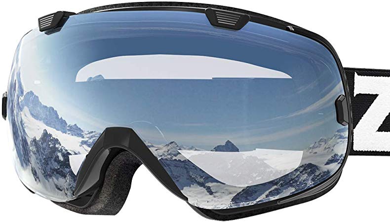ZIONOR Ski Goggles Men Women Over Glasses Anti-Fog & Anti Scratch Premium Snowmobile Snowboard Goggles with Spherical Dual Lens